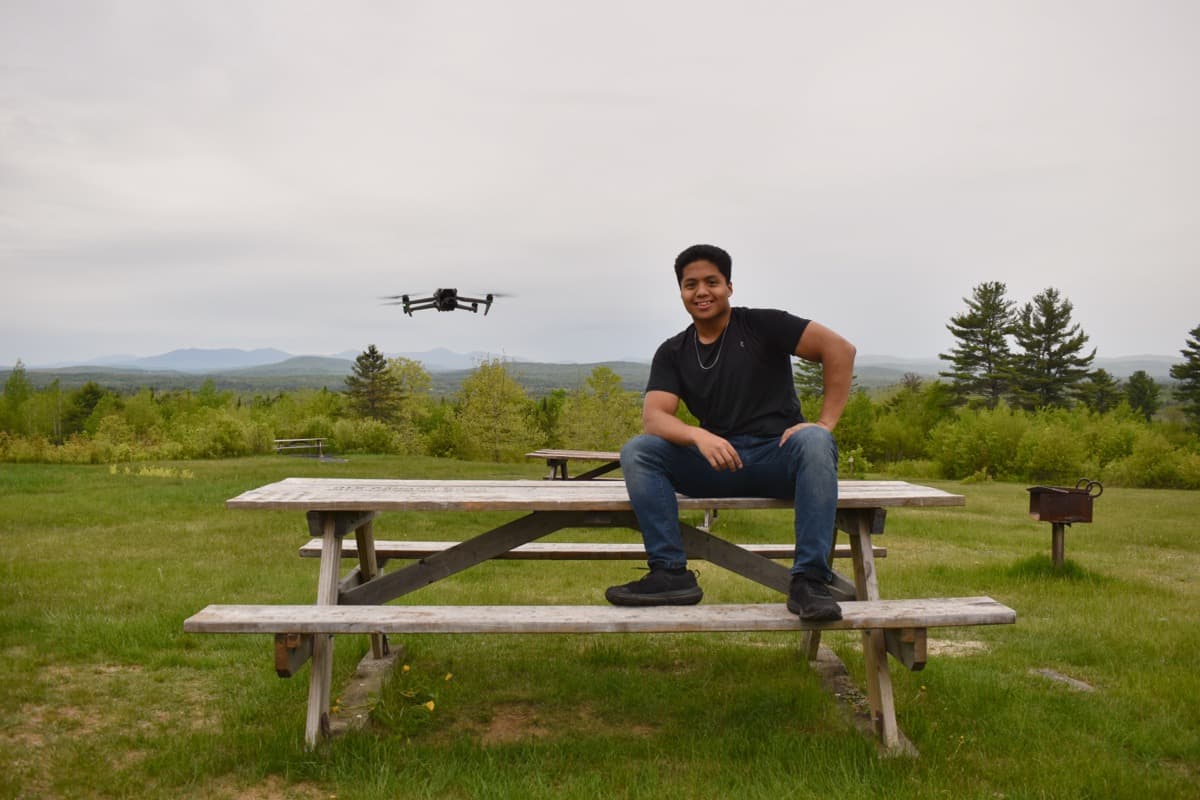 Ron Stewart flying his drone outdoors